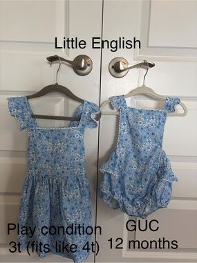 Little English Light Blue Floral Dress & Romper Set
